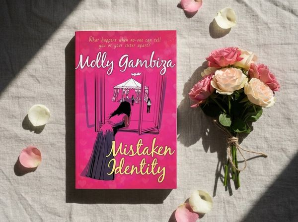 Romance paperback on a pastel throw with fresh flowers and coffee